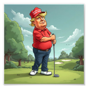 Donald Trump auf dem Golfplatz Fotodruck