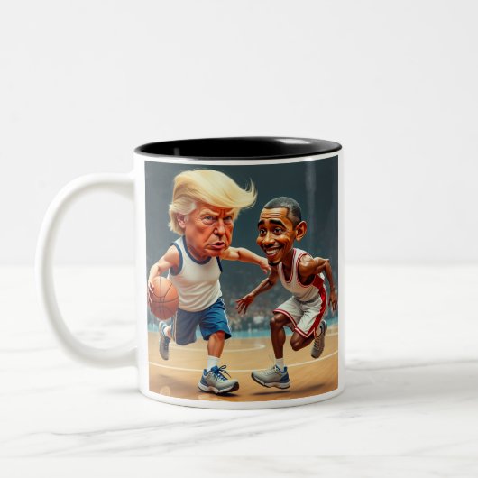 Donald Trump Barack Obama Zweifarbige Tasse (Links)