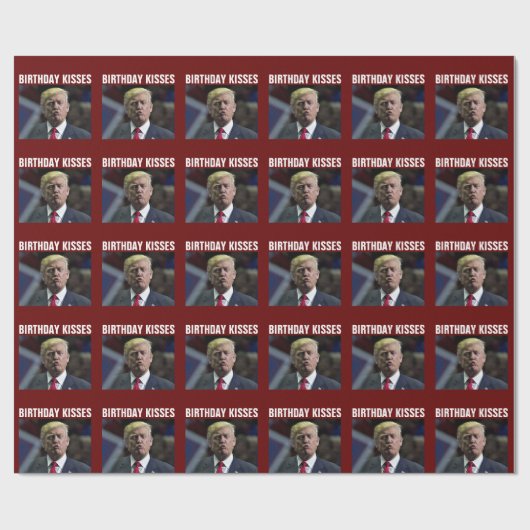 DONALD TRUMP BIRTHDAY KISS WRAPPING PAPIER GESCHENKPAPIER (Flach)