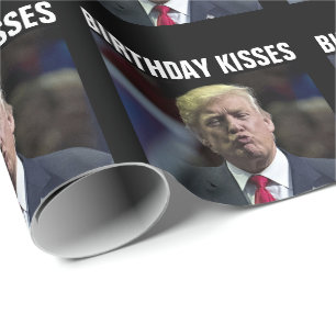 DONALD TRUMP BIRTHDAY KISS WRAPPING PAPIER GESCHENKPAPIER