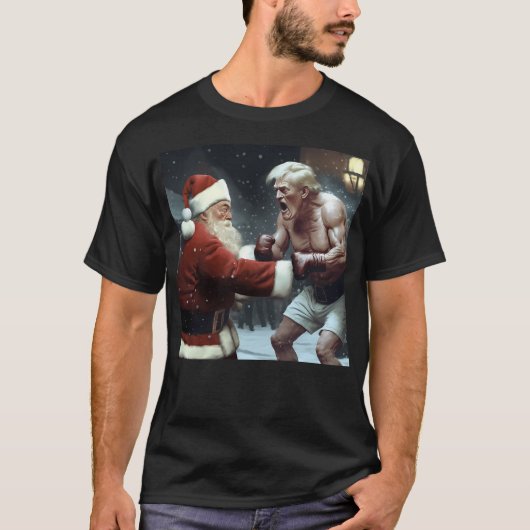 Donald Trump Boxen mit Santa Clauss Funny Meme T-Shirt (Vorderseite)