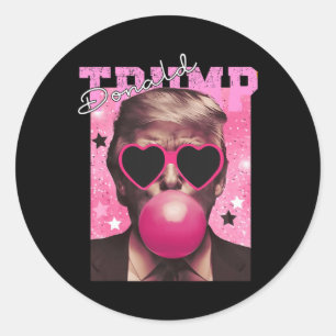 Donald Trump Bubble Gum Pink Sungles Runder Aufkleber
