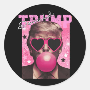 Donald Trump Bubble Gum Pink Sungles Runder Aufkleber