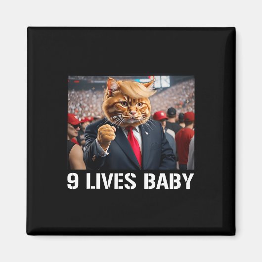 Donald Trump Cat Nine Lives Baby Magnet (Vorne)