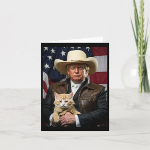 Donald Trump Cat Shirt Cowboy American Flag Flag Karte