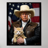 Donald Trump Cat Shirt Cowboy American Flag Flag Poster (Vorne)