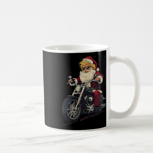 Donald Trump Christmas Biker Motorbike Funny Santa Kaffeetasse (Rechts)