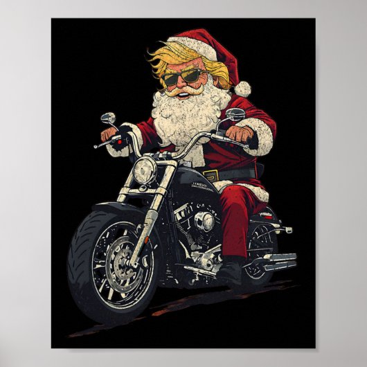 Donald Trump Christmas Biker Motorbike Funny Santa Poster (Vorne)