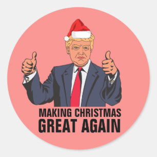 DONALD TRUMP CHRISTMAS STICKERS, WIEDER GROSS RUNDER AUFKLEBER