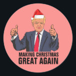 DONALD TRUMP CHRISTMAS STICKERS, WIEDER GROSS RUNDER AUFKLEBER<br><div class="desc">DONALD TRUMP CHRISTMAS STICKER. WEIHNACHTEN WIEDER GROSS ZU MACHEN.</div>