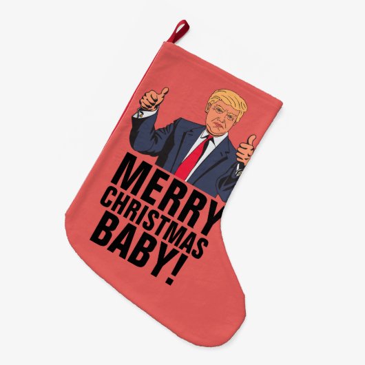 DONALD TRUMP CHRISTMAS STRUMPF (groß) Großer Weihnachtsstrumpf (Vorderansicht (hängend))