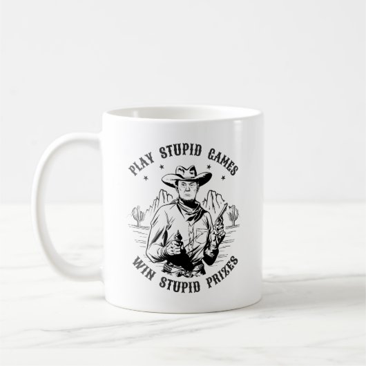 Donald Trump Cowboy - Spielen Sie Stupid Games Kaffeetasse (Links)