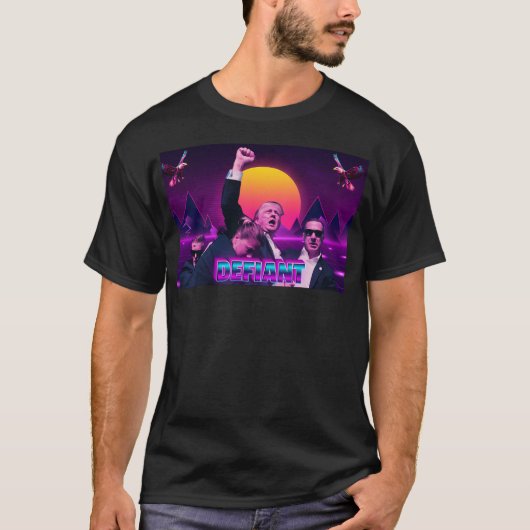 Donald Trump Defiant Synthwave Style T-Shirt (Vorderseite)