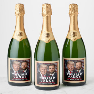 Donald Trump Einweihung Champagne Sieg Gold Schaumweinetikett