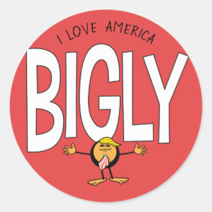 Donald Trump Emoji - Ich liebe Amerika Bigly Runder Aufkleber