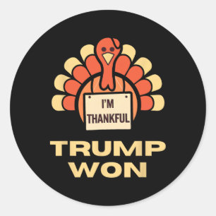 Donald Trump Erntedankfest-Shirt Ich bin dankbar D Runder Aufkleber