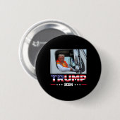Donald Trump fährt in Garbage Truck 1 Button (Vorne & Hinten)