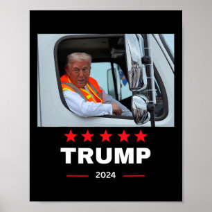 Donald Trump fährt in Garbage Truck Poster