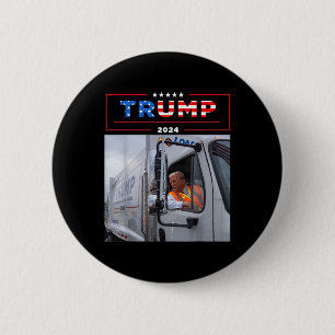 Donald Trump fährt in Garbage Truck Shirt Müll Button