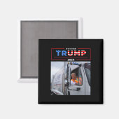 Donald Trump fährt in Garbage Truck Shirt Müll Magnet (Vorderseite/Rückseite)