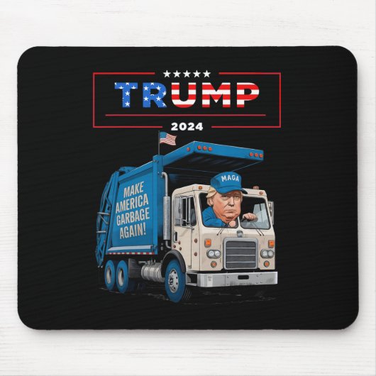 Donald Trump fährt in Garbage Truck Shirt Müll Mousepad (Vorne)