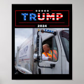 Donald Trump fährt in Garbage Truck Shirt Müll Poster (Vorne)