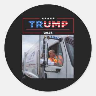 Donald Trump fährt in Garbage Truck Shirt Müll Runder Aufkleber
