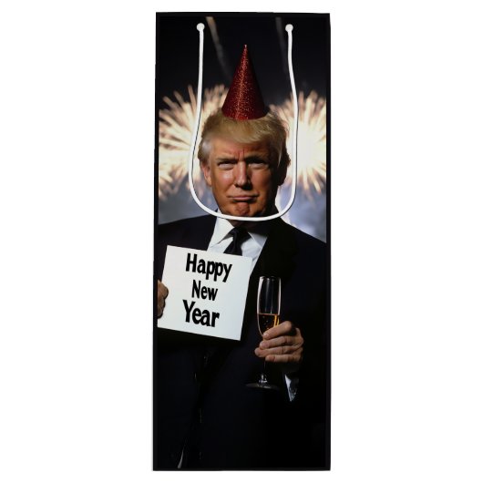 Donald Trump feiert Neujahr im Stil Geschenktüte Für Weinflaschen (Vorderseite)