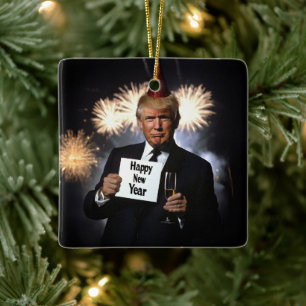 Donald Trump feiert Neujahr im Stil Keramikornament