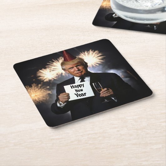 Donald Trump feiert Neujahr im Stil Rechteckiger Pappuntersetzer (angewinkelt)