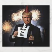 Donald Trump feiert Neujahr im Stil Schaumweinetikett (Einzelnes Label)