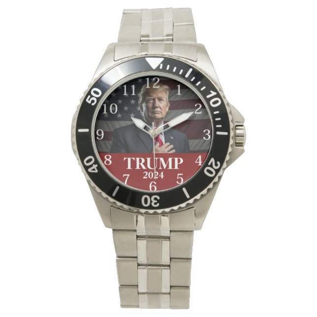 Donald Trump Foto 2024 Behalte Amerika Groß Armbanduhr (Vorderseite)