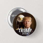 Donald Trump-Foto 2024 - Glatzenadler auf Schulter Button (Vorne & Hinten)