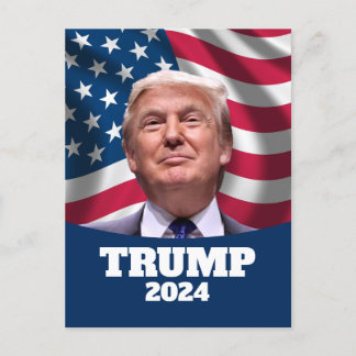 Donald Trump Foto American Flag - Präsident 2024 Postkarte