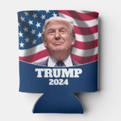 Donald Trump Foto mit amerikanischer Flagge 2024 Dosenkühler (Rückseite)