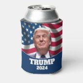 Donald Trump Foto mit amerikanischer Flagge 2024 Dosenkühler (Kanne Rückseite)