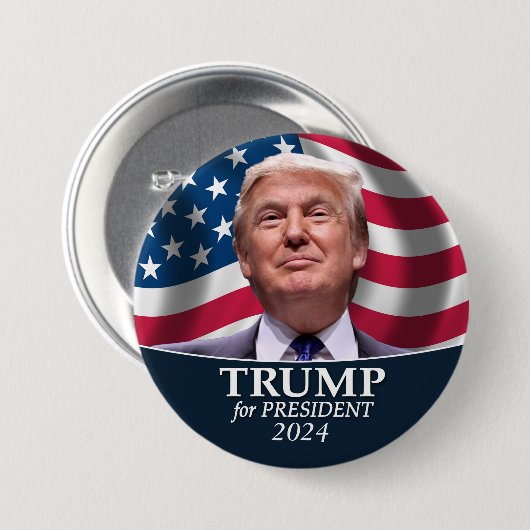 Donald Trump Foto - Präsident 2024 Button (Vorne & Hinten)