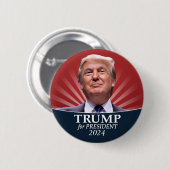 Donald Trump Foto - Präsident 2024 Button (Vorne & Hinten)
