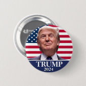 Donald Trump Foto - Präsident 2024 Pinback Button (Vorne & Hinten)