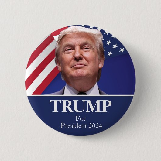 Donald Trump Foto - Präsident 2024 Pinback Button (Vorderseite)