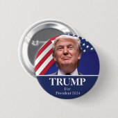 Donald Trump Foto - Präsident 2024 Pinback Button (Vorne & Hinten)