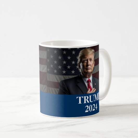 Donald Trump Foto - Trump 2024 Behalte Amerika gro Kaffeetasse (VorderseiteRechts)