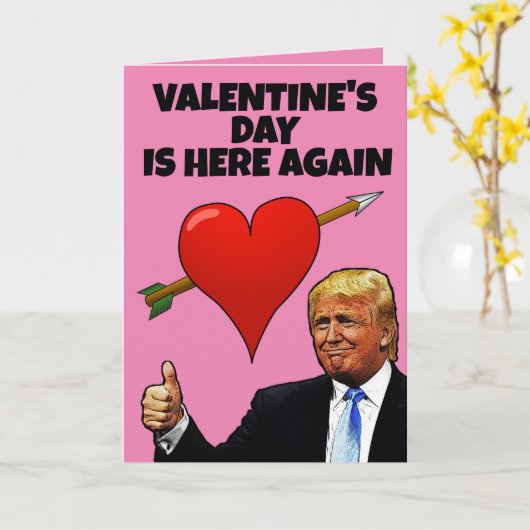 DONALD TRUMP FUNNY VALENTINE'S DAY CARDS KARTE (Gelbe Blume)