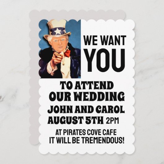 DONALD TRUMP FUNNY WEDING INVITAAATIONS EINLADUNG (Vorne/Hinten)