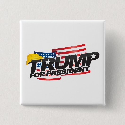 Donald Trump für den Präsidenten (mit Haar) Button (Vorderseite)