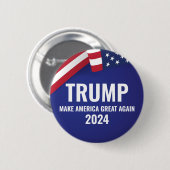 Donald Trump für Präsident 2024 Moderner Schwung Button (Vorne & Hinten)