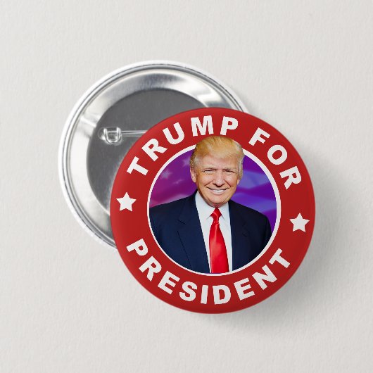 Donald Trump für Präsidenten Foto Pinback Button (Vorne & Hinten)