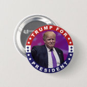 Donald Trump für Präsidenten Foto Retro Button (Vorne & Hinten)