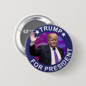 Donald Trump für Präsidenten Foto Retro Button (Vorne & Hinten)