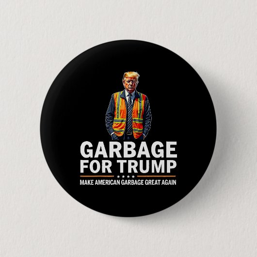 Donald Trump Garbage Orange Reflection Safety Vest Button (Vorderseite)